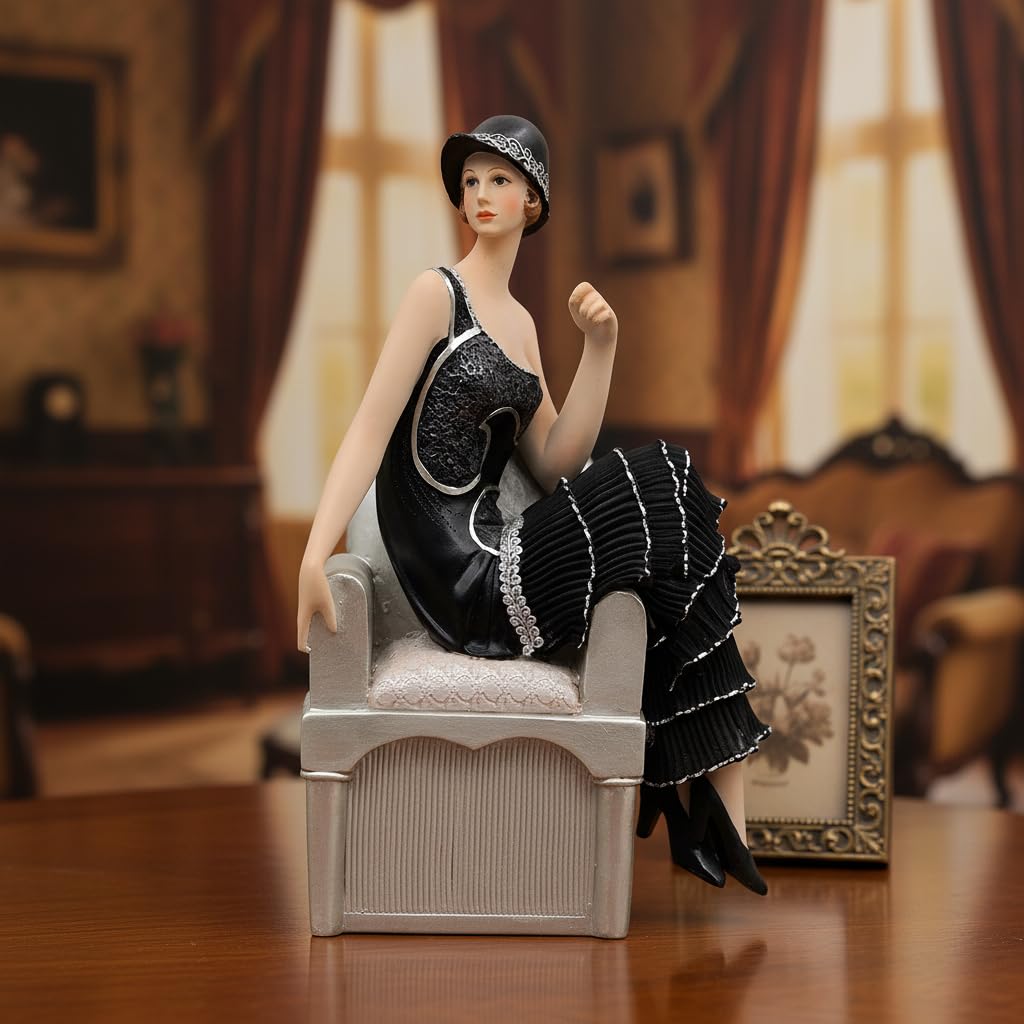 10 Inch Victorian Figurine, Vintage Lady Statuette