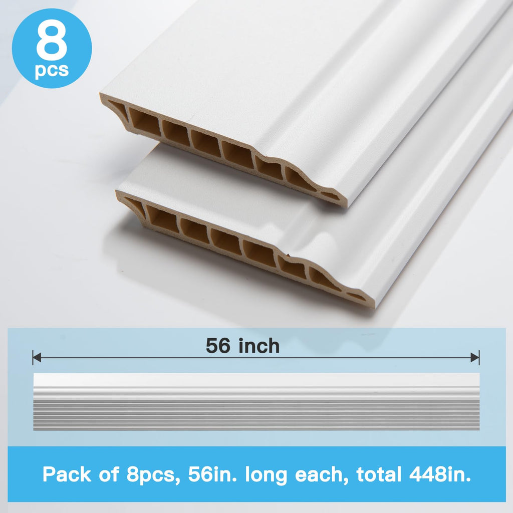 High Impact Baseboard Wall Molding Trims, Skirting Board, White