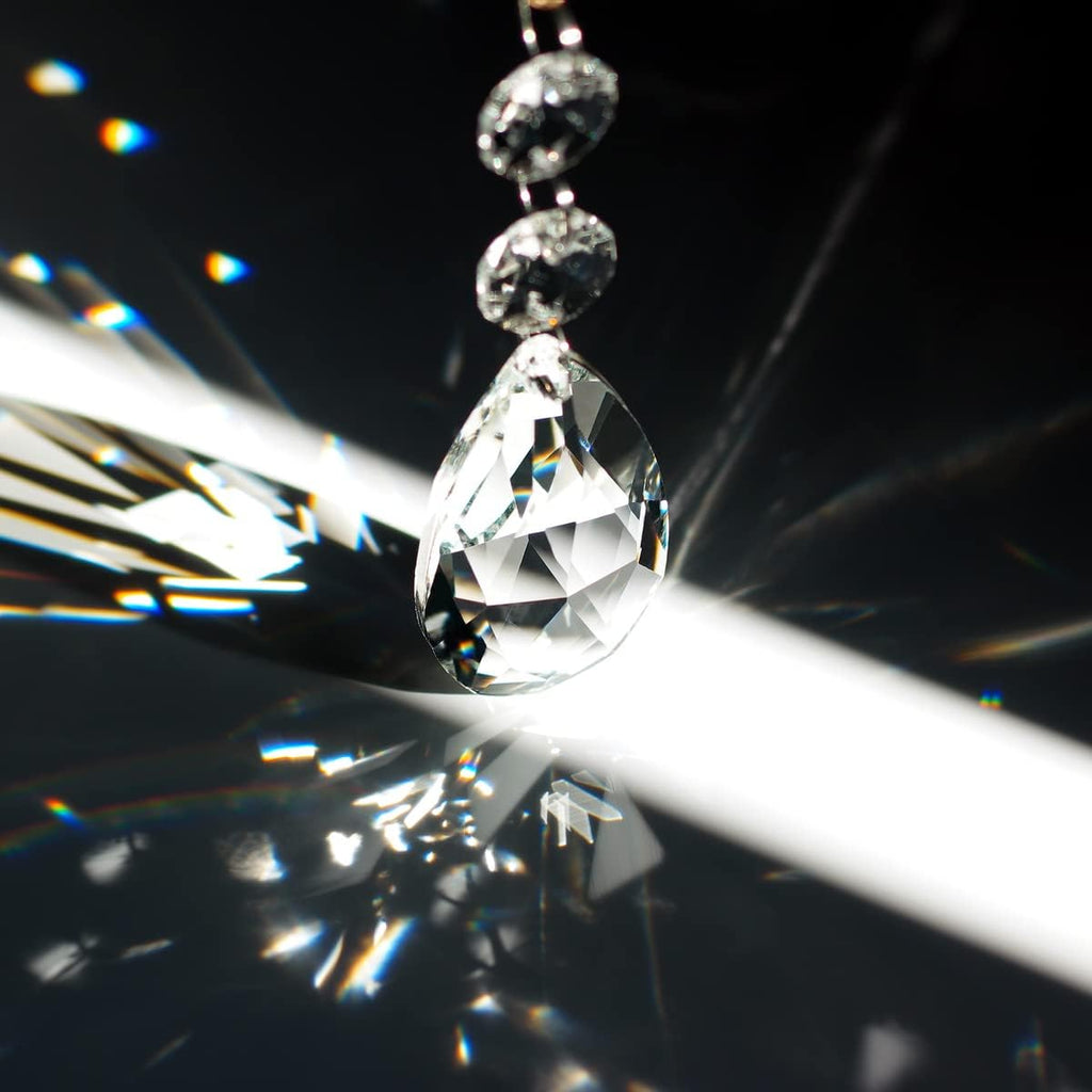 20pcs 50mm Teardrop Chandelier Crystal, Clear Replacement Part - Hanging Pendants Connected Glass Octagon Beads for