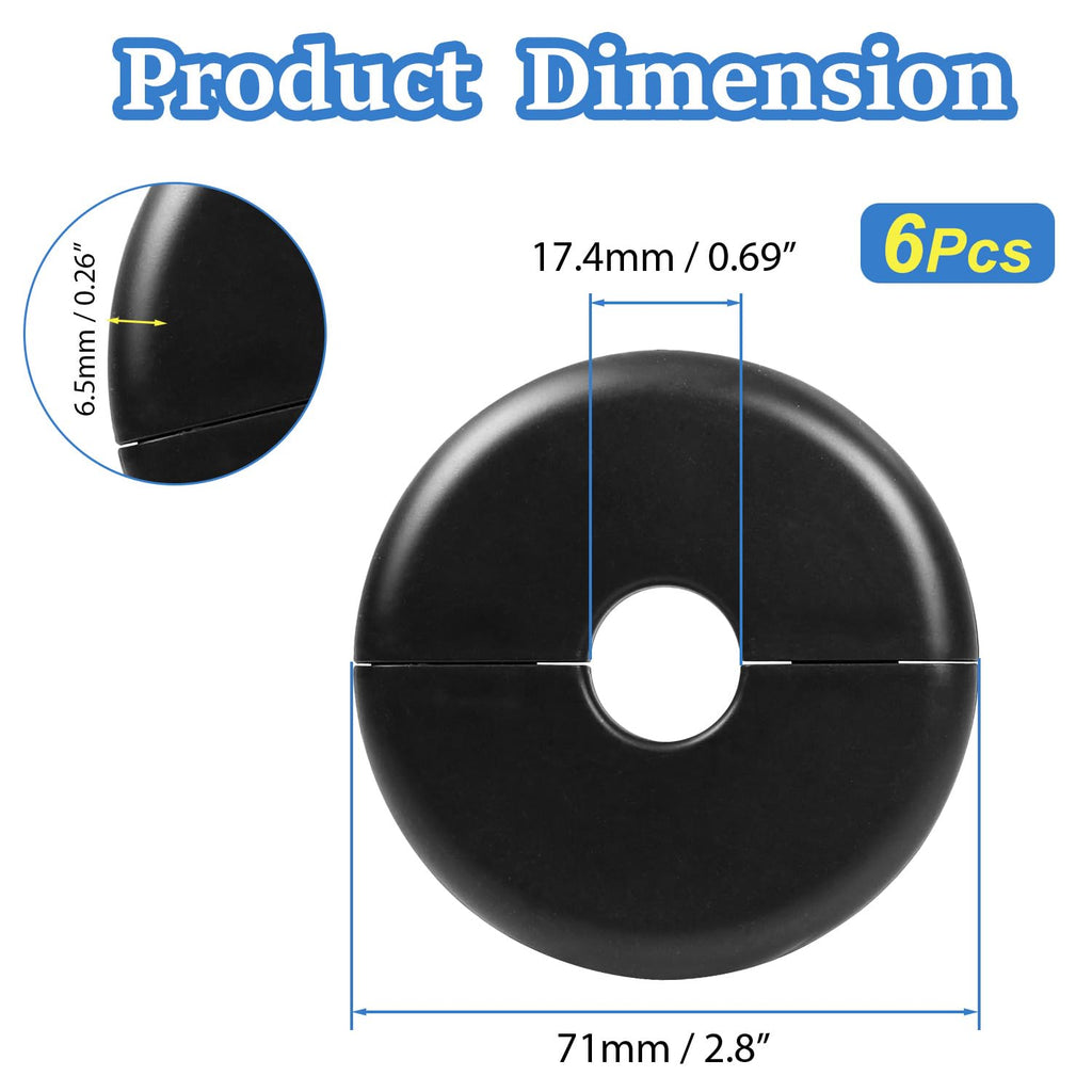 6Pcs Self-Adhesive Split Flange for 0.6" Pipe, ABS Round Escutcheon Plate