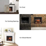 23 Inch Electric Fireplace Insert Heater with Log Speaker, Designed for Cabinet or Mantel Installation, Remote Control, 750W/1500W, Black