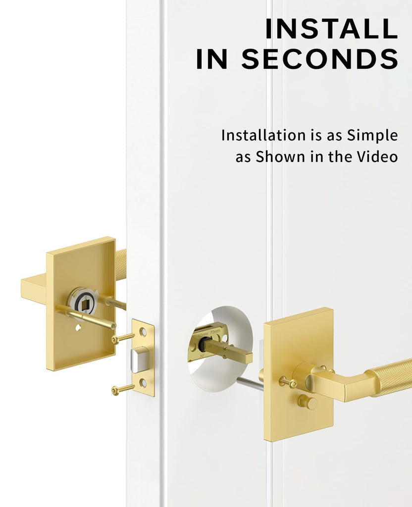 10 Pack Brushed Gold Privacy Interior Door Handles