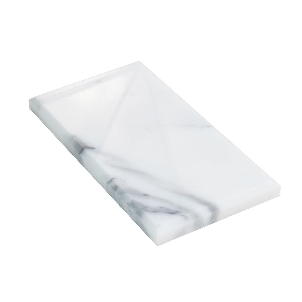 Beveled Subway Calacatta Marble Tile White 3x6 Polished 5 sq ft 40-Pack