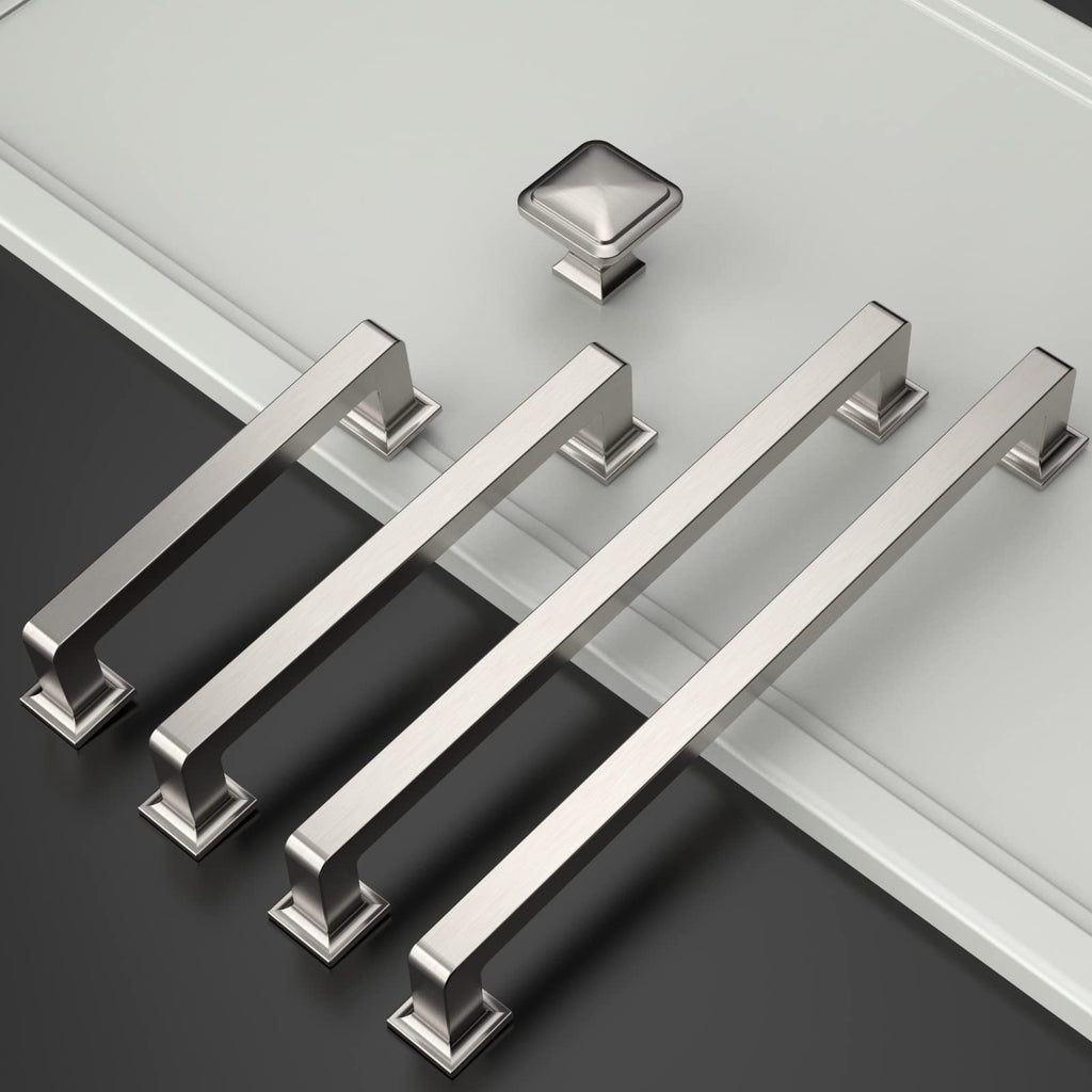 10 Pack Brushed Satin Nickel Cabinet Pulls 8.8 Inch(224MM) Hole Centers Kitchen Cabinet Handles Cabinet Hardware