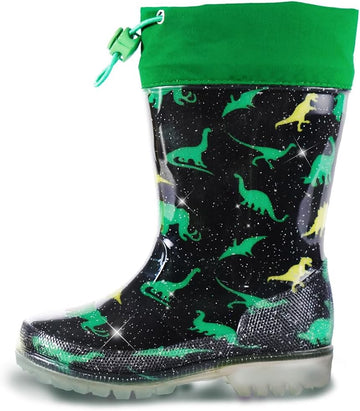 Kids Rain Boots, Waterproof Boots with Adjustable Drawstring