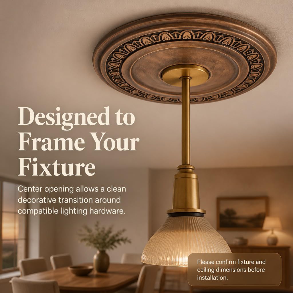 Ceiling Medallion 12"OD x 3.94"ID PU Ceiling Medallion for Light Fixtures European Style Ceiling Light Decorative Fan