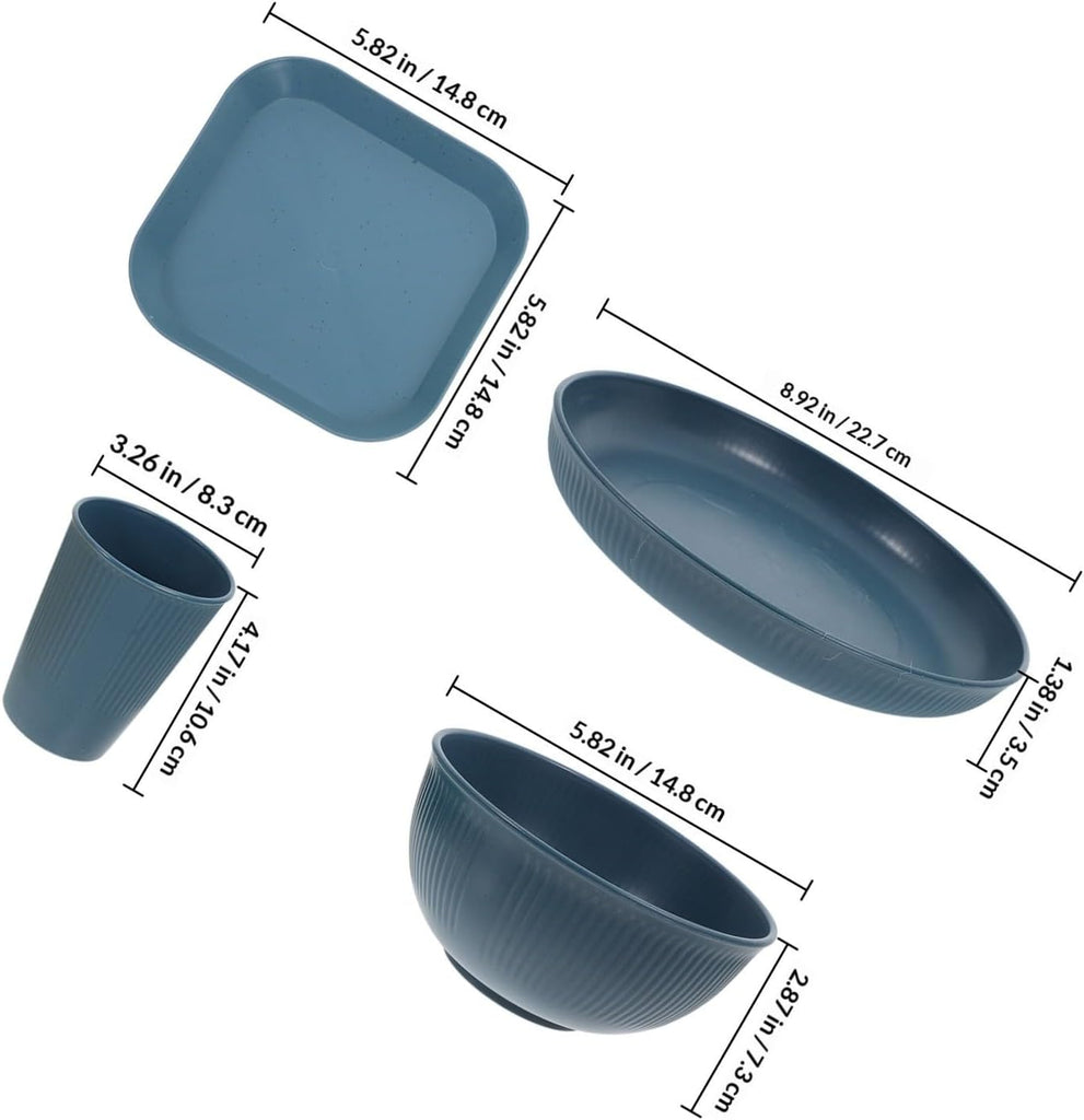 16 Piece Square Dinnerware Set Unbreakable PP Plates Bowls Xmas