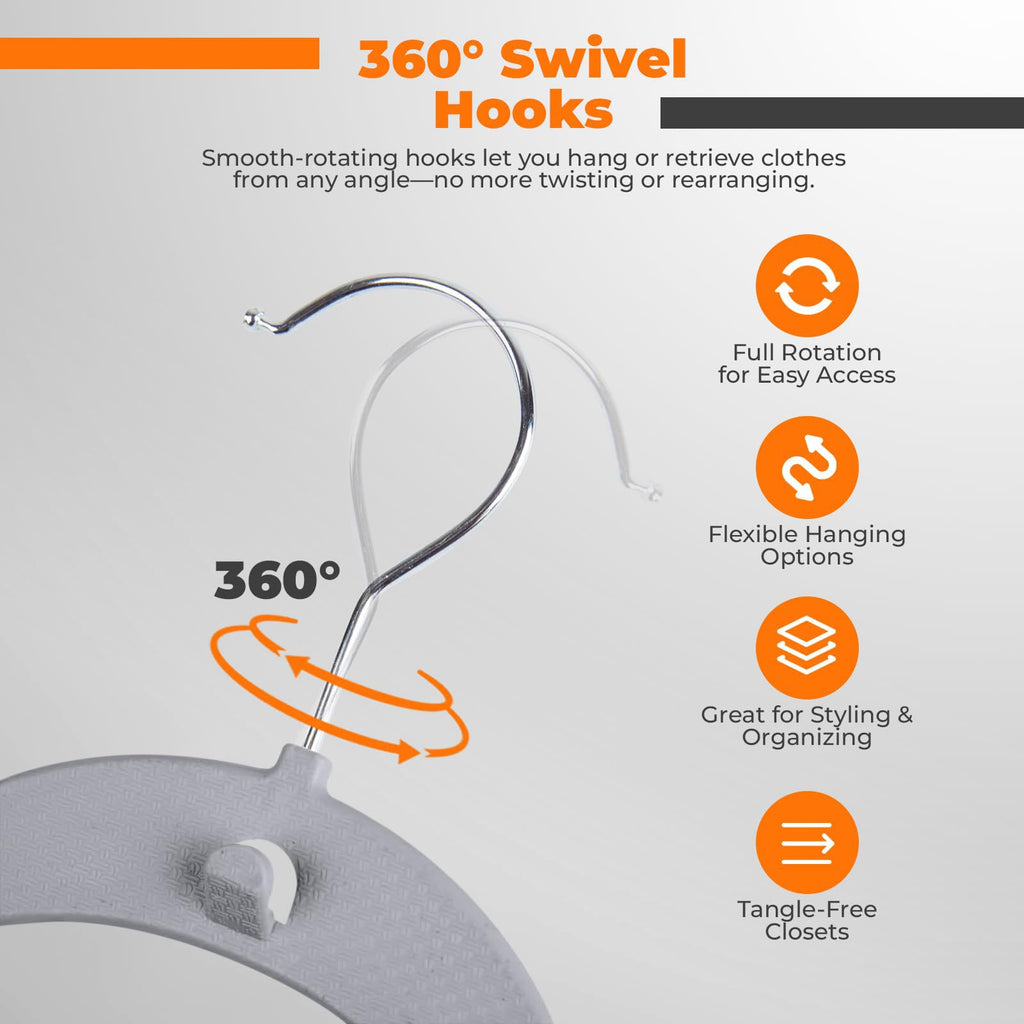 Plastic Hangers 50 Pack, Cascading Slim Space Saving Clothing Hangers with 360° Rotating Hook, Non Slip Clothes