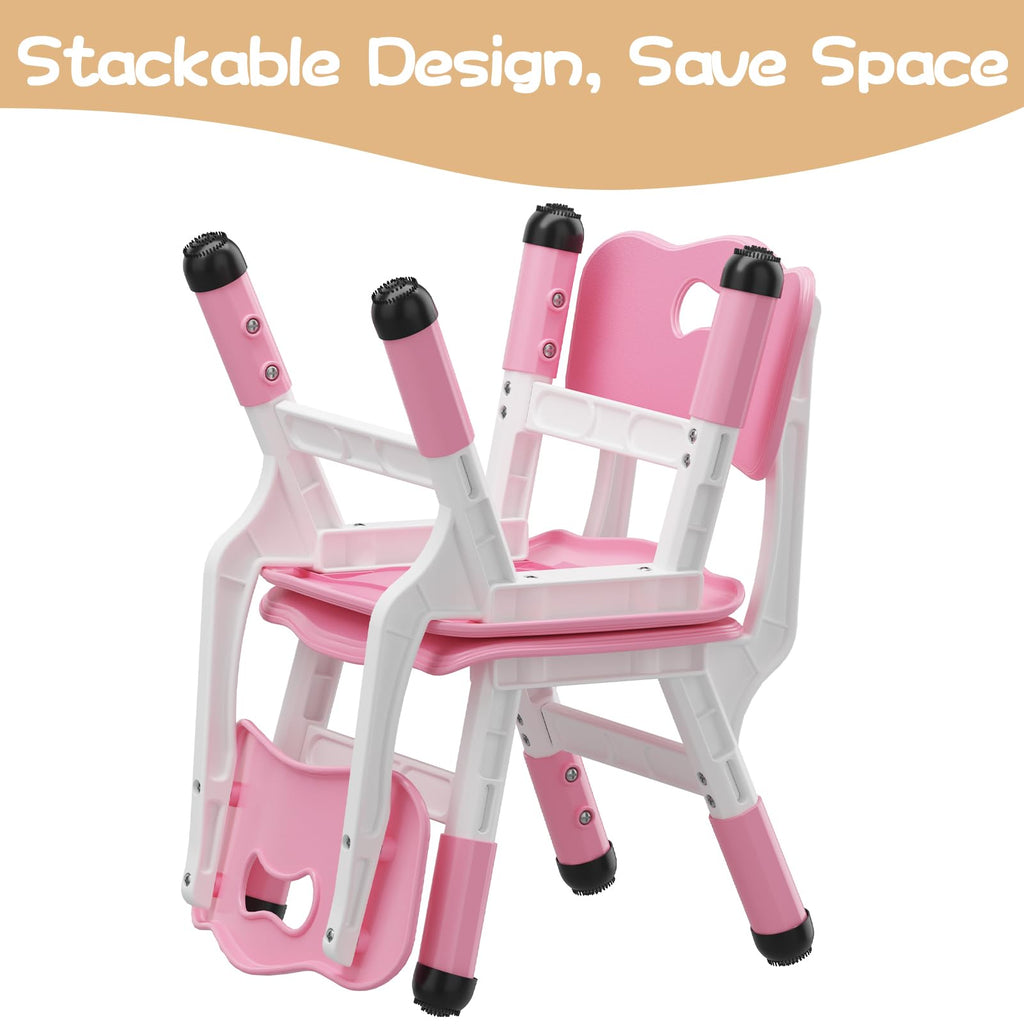 Kids Chair 2 Pack, 3 Level Height Adjustable Toddler Chairs, Pink