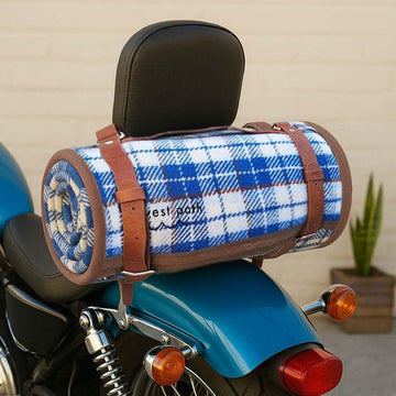 Motorcycle/Cowboy Bedroll - Waxed Canvas Blanket with Vegan Leather Strap - Pack/Blanket Roll with Waterproof Backing