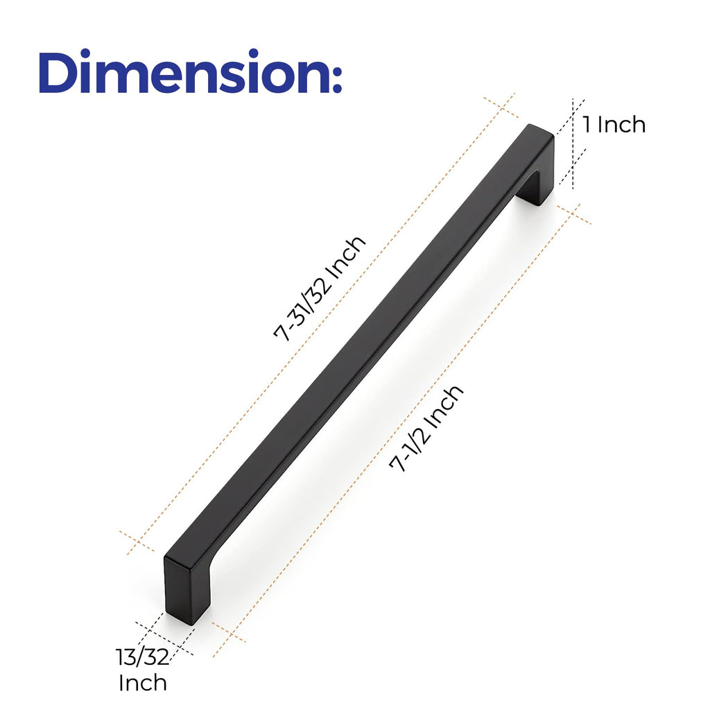 Matte Black Kitchen Cabinet Handles 7-1/2 Inch Pulls 30 Pack