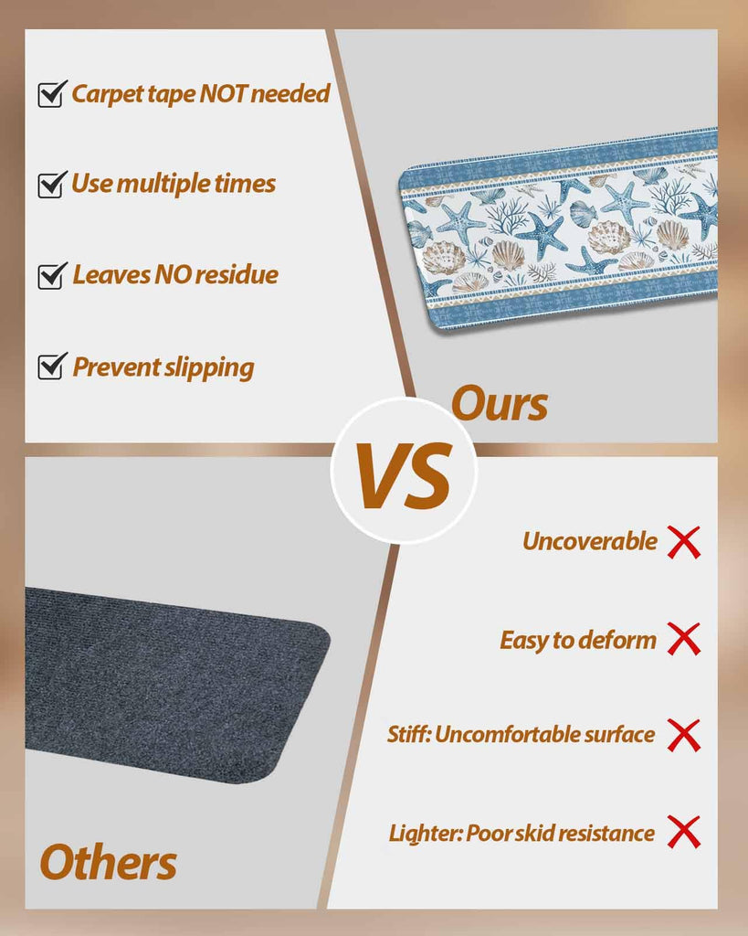 Stair Treads for Wooden Steps, Ocean Starfish Coastal Coral Summer Nautical Non Slip Stair Carpet Indoor Stair Runner