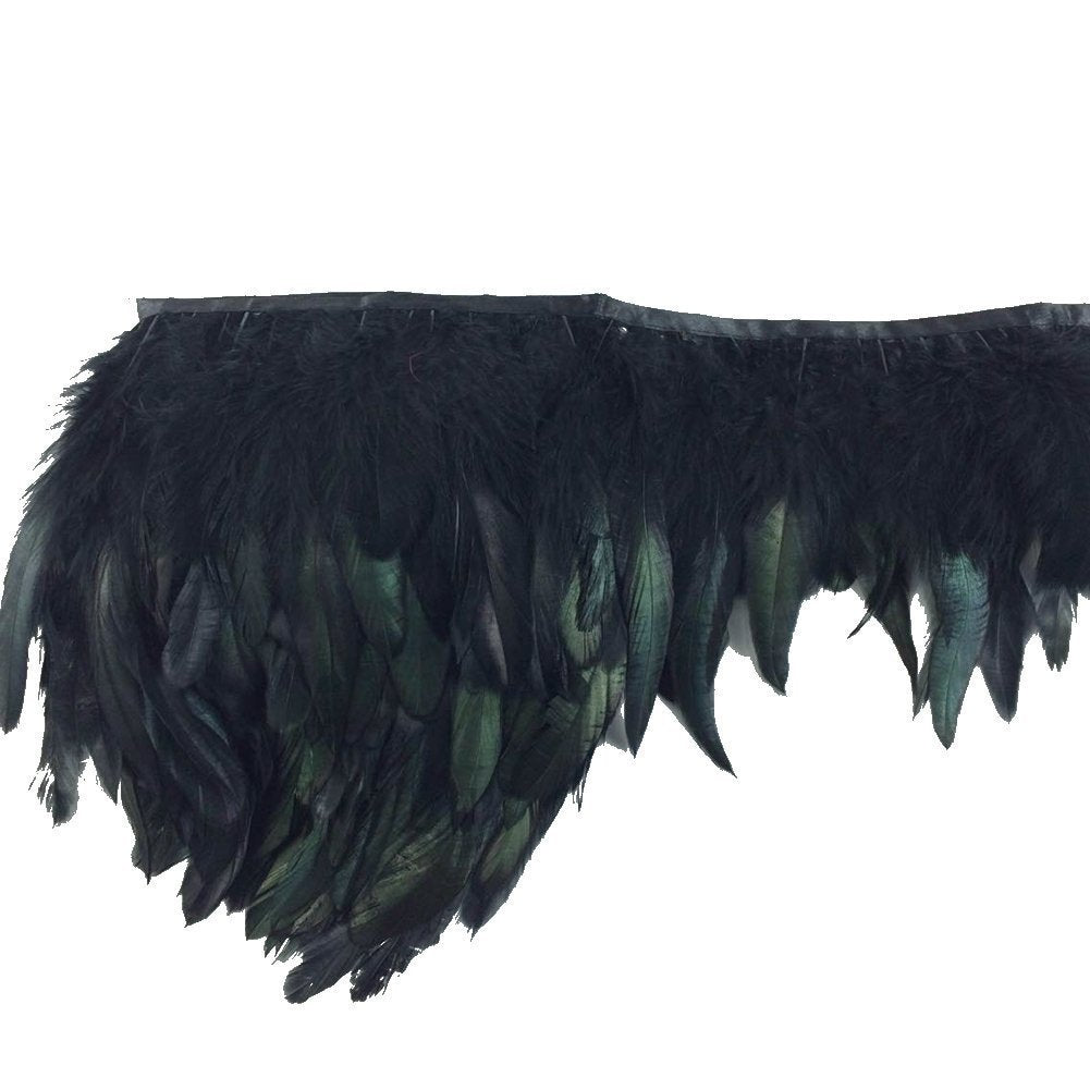 Rooster Hackle Feather Fringe Trim 5-7in Width Sewing Craft,10 Yards