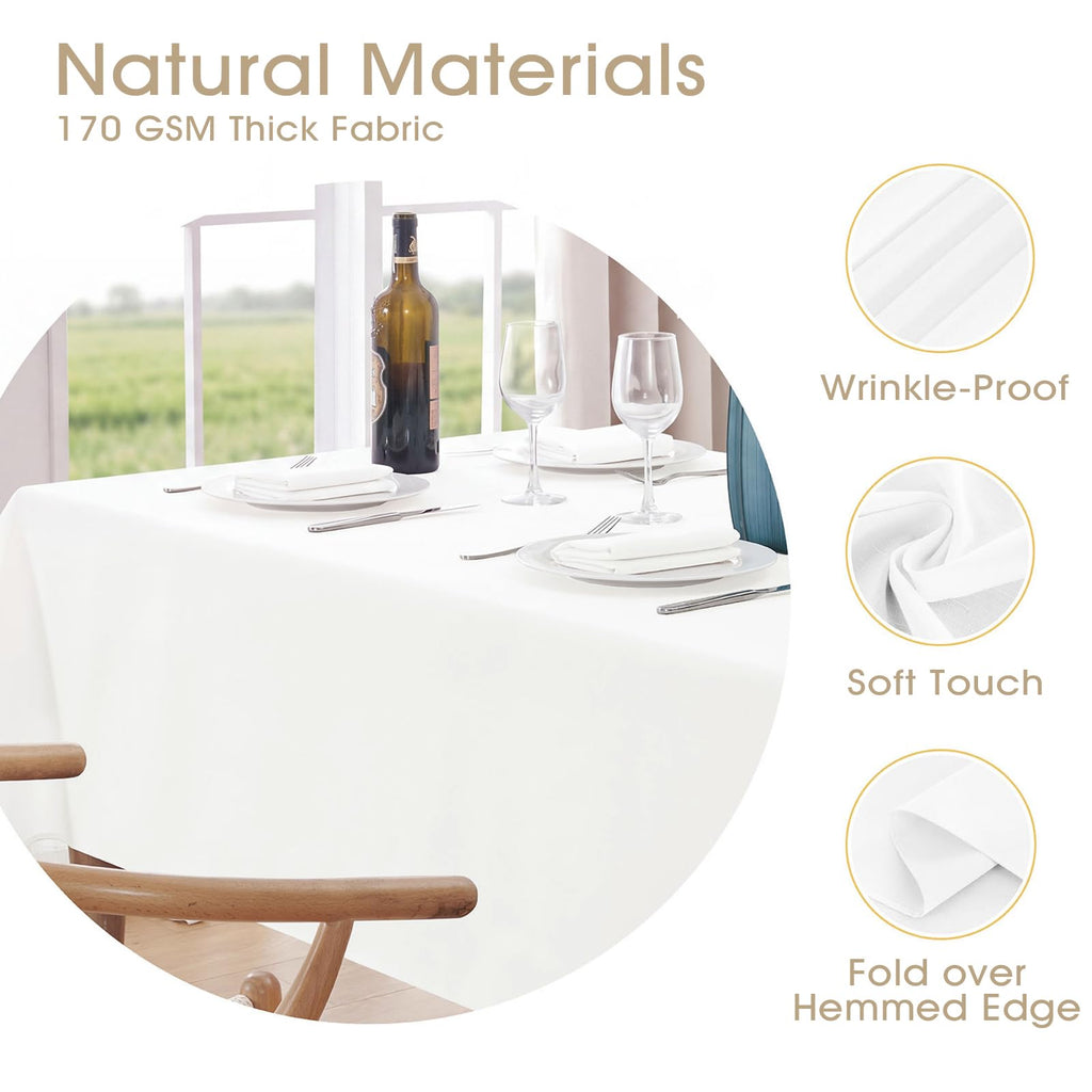 Rectangle 8 Feet Tablecloth 60x120 inch Linen Textured Table Cloth Stain and Wrinkle Resistant Washable Polyester