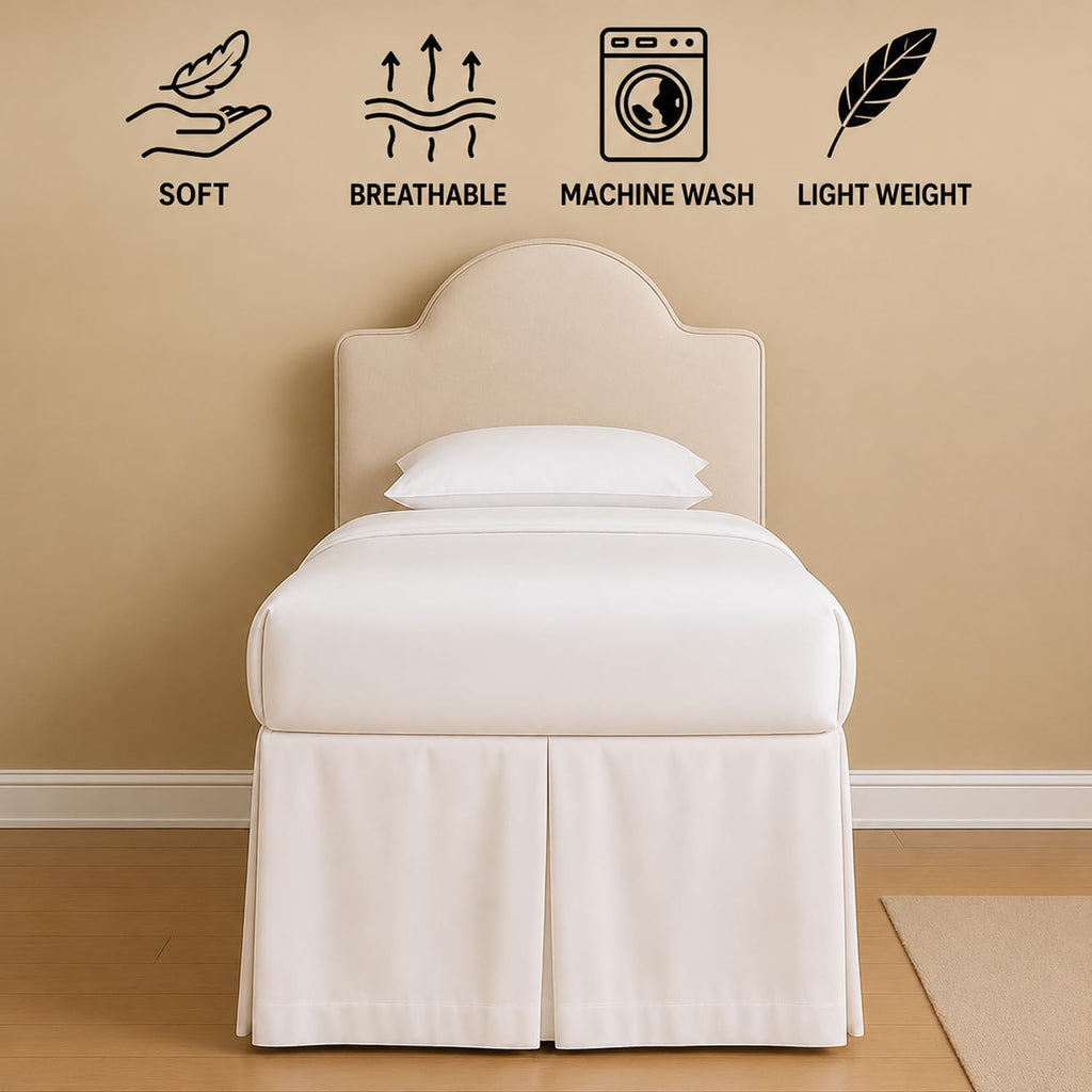 Split Corner Dorm Bed Skirt Twin XL - 34 Inch Drop, 100% Microfiber, Extra Long Bed Skirt for College Dorm, Platform