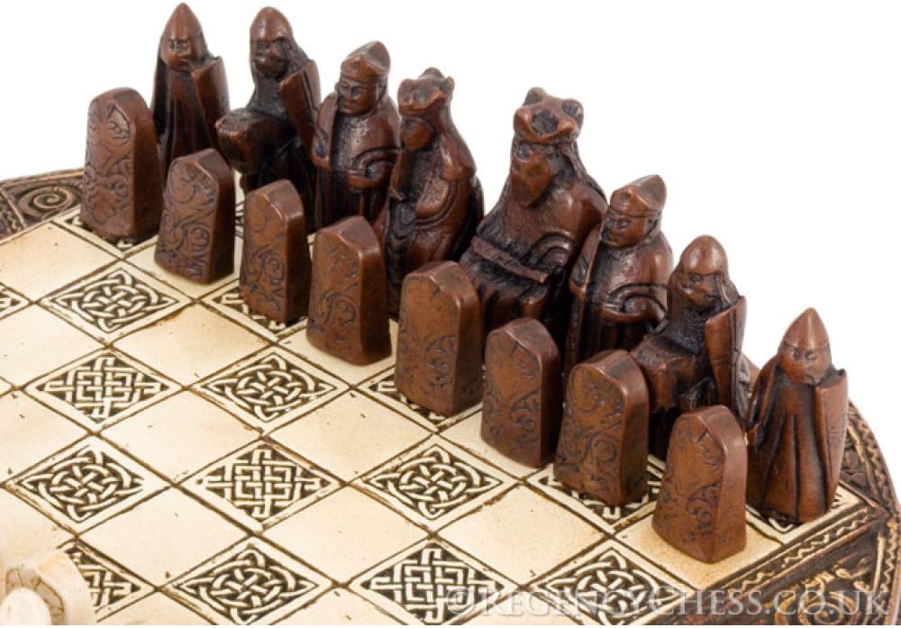 Isle of Lewis Compact Celtic Chess Set 9 Inches - Set of 32