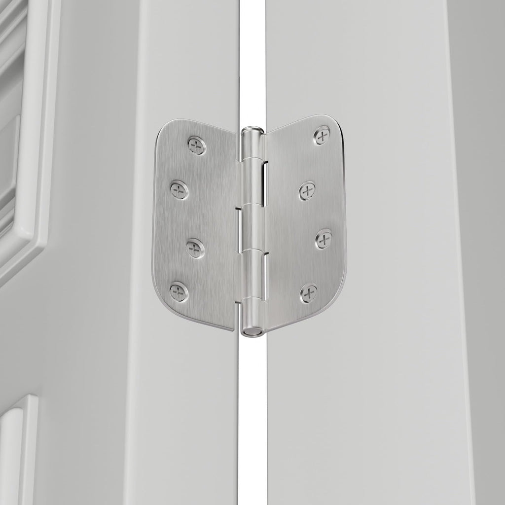 4 inch Brushed Nickel 12 Pack Door Hinges, 5/8" Radius Corners