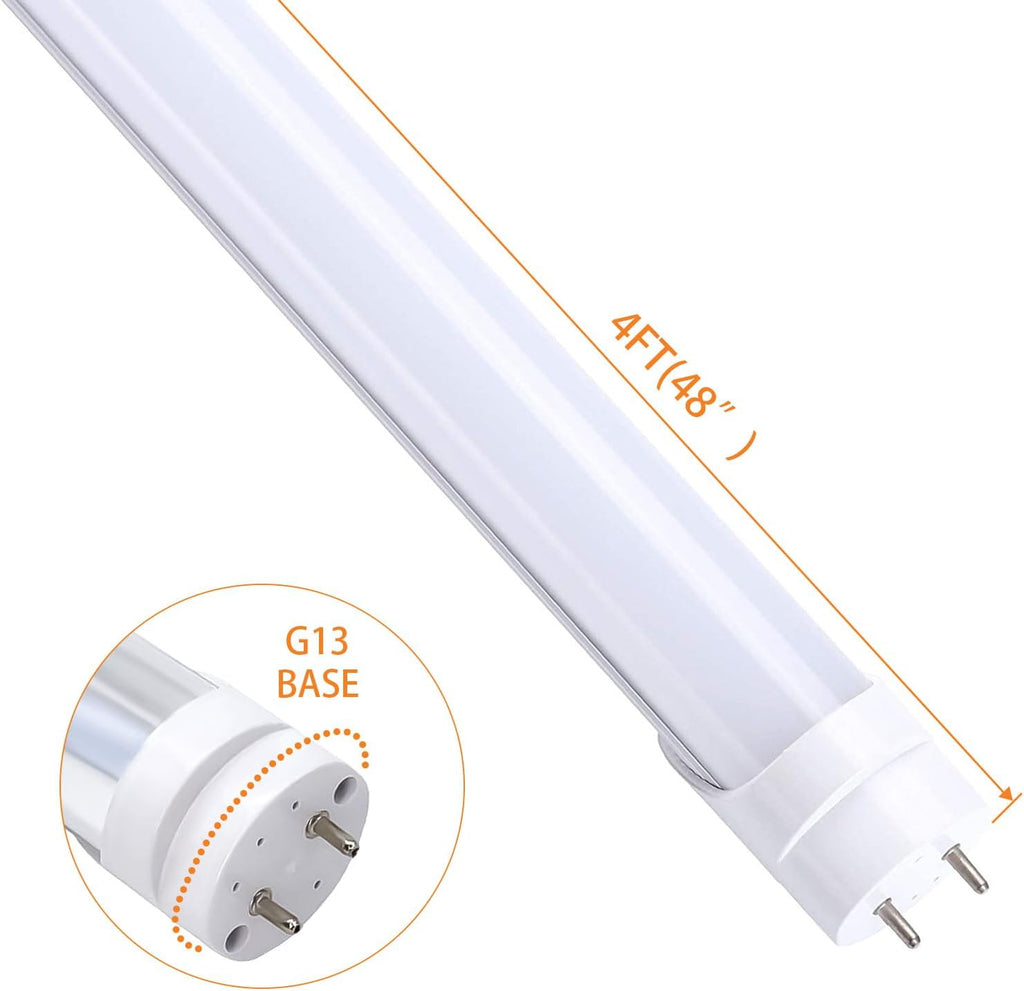 T8 LED 4FT Type A+B Light Bulbs 18W, 2300LM, G13 Base,Plug and Play or Ballast Bypass,T8 T10 T12 Fluorescent
