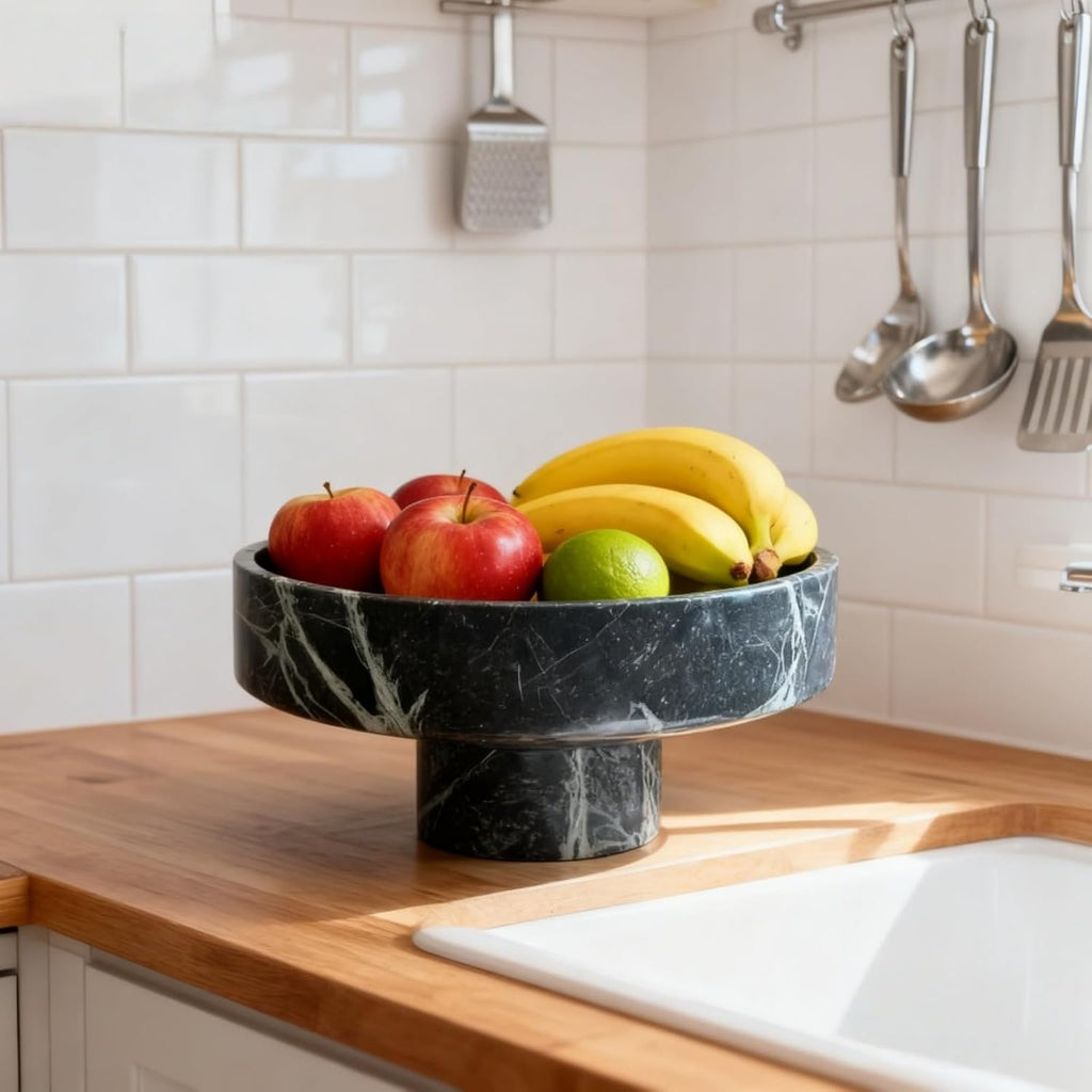 Marble Fruit Plate -Serving Tray for Villa & Hotel Living Room, Aesthetic Dried Fruit & Nut Bowl, Dining Table