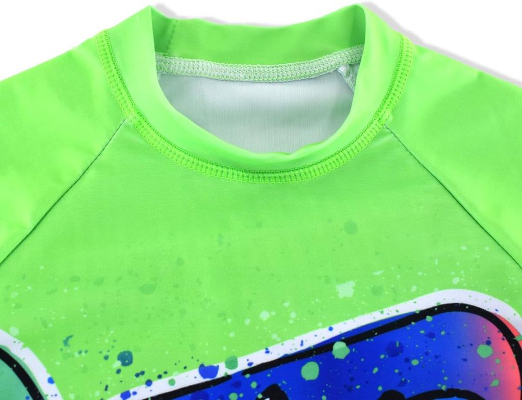 Boys Long Sleeve Rash Guard 2 Piece Swim Set UPF 50+