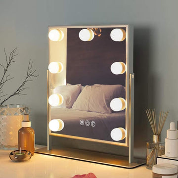 Vanity Mirror with Light Lighted Makeup Mirror Vanity Smart Touch Control 3Colors Dimmable Detachable 10X Magnification