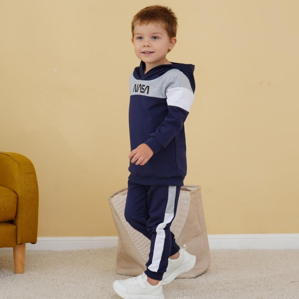 Toddler Baby Boy Clothes Long Sleeve Hooded Pullover Colorblock Sweatshirt + Pants 2pcs Fall Winter Outfit Set