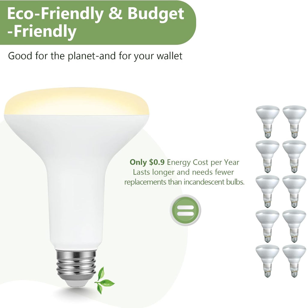 12 Pack BR30 LED Recessed Can Light Bulbs, 7.5W Equivalent 65W, 650 Lumens, 2700K Soft White, Dimmable, CRI 80, 110°
