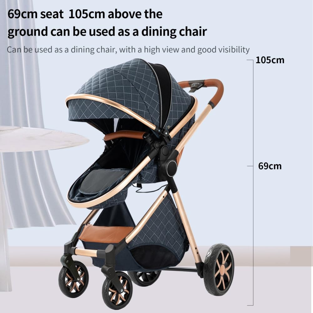 2 in 1 High View Convertible Baby Stroller,White