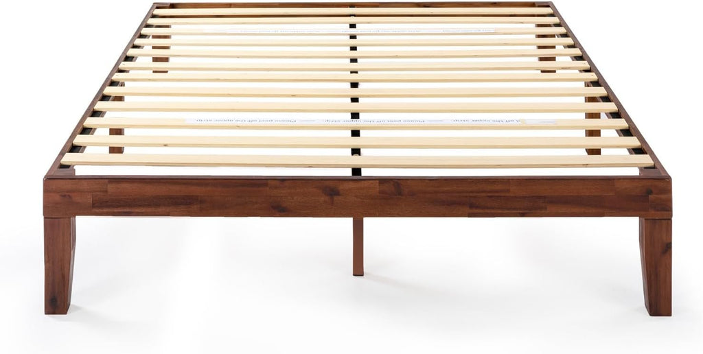 Naturalista Classic - 12 Inch Solid Wood Platform Bed with Wooden Slats, No Box Spring Needed, Easy Assembly, Queen