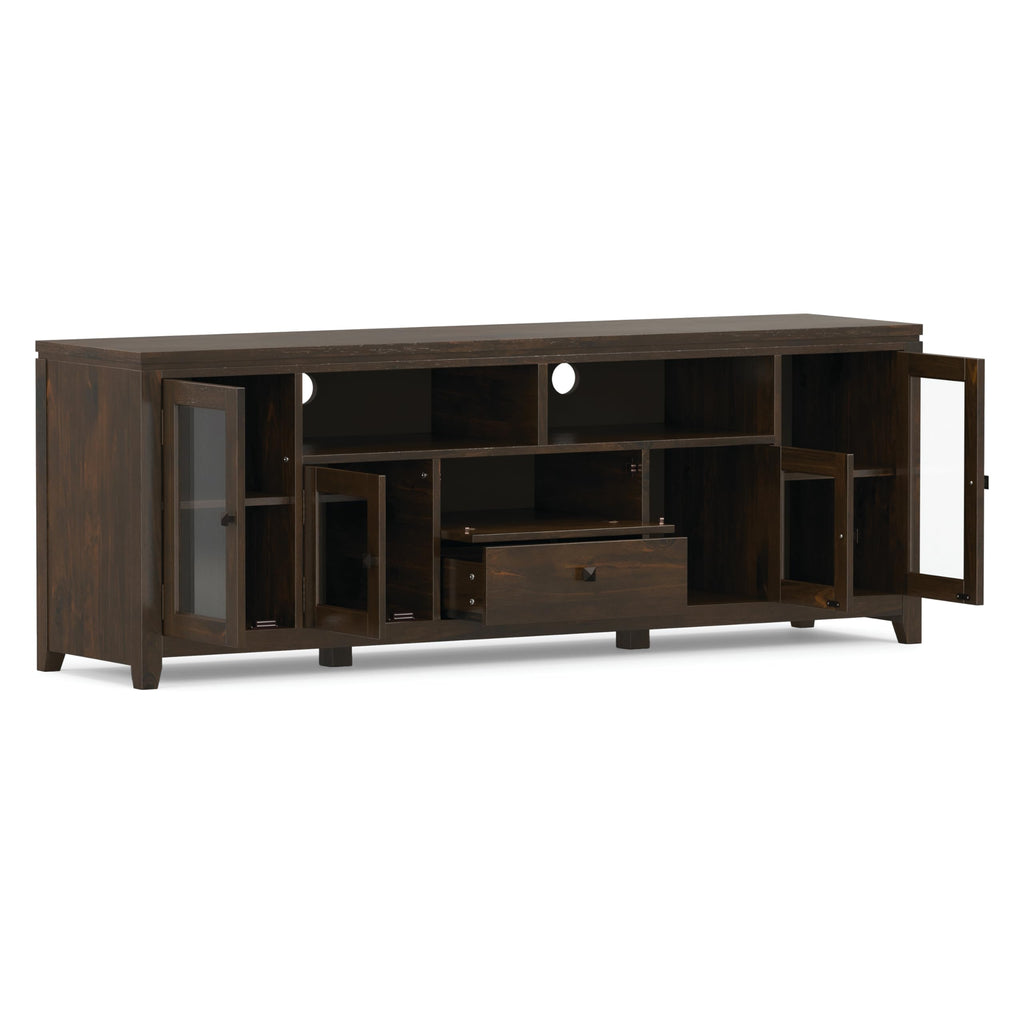Cosmopolitan 72" Wide Solid Wood TV Stand in Mahogany Brown