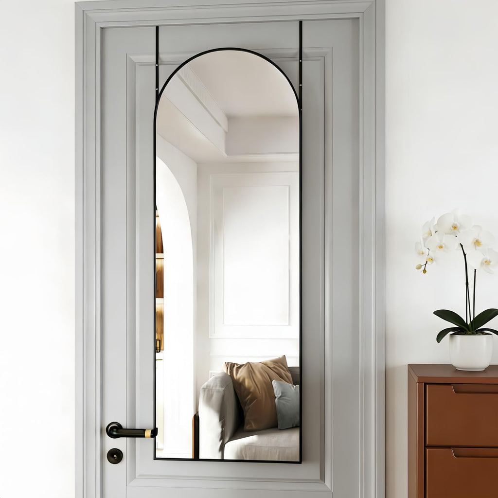 50"x 16" Door Mirror, Full Length Mirror Over The Door, Black