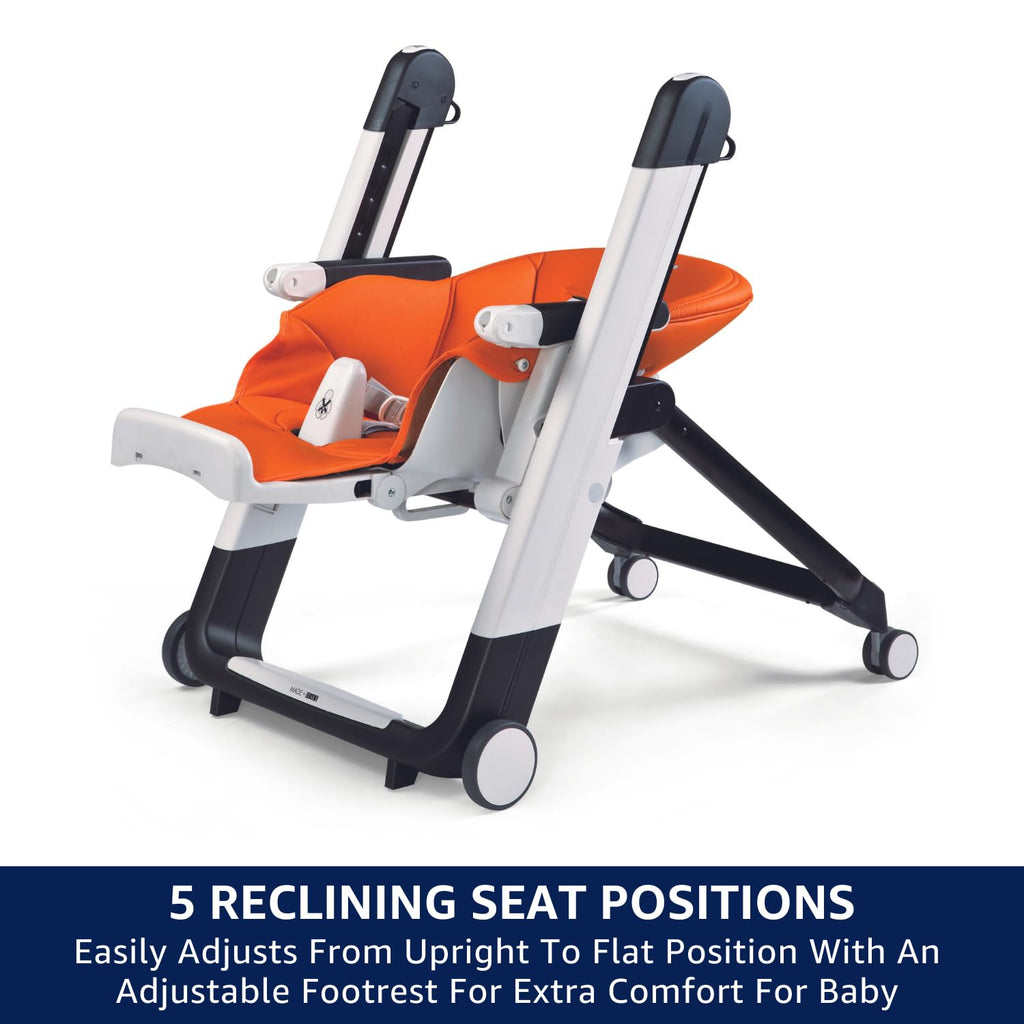 PEG Siesta, Grow With Baby Folding High Chair & Recliner, Licorice | Height Adjustable, Quick Clean & Easy Push