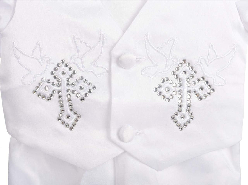 Baby Boys Christening Suit White Baptism Outfits with Bonnet
