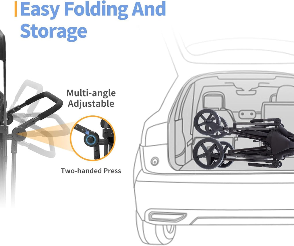 Stroller Wagon for 4 Kids, 4 Seater Wagon Stroller Featuring 4 High Seat with Point Harnesses and Adjustable