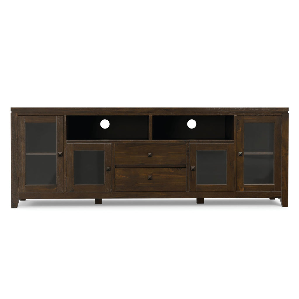 Cosmopolitan 72" Wide Solid Wood TV Stand in Mahogany Brown