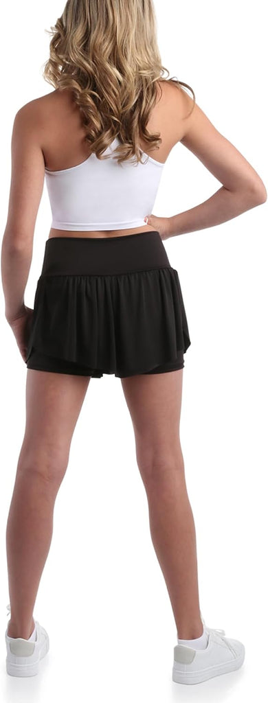 Girls Athletic Skort - 2 Pack Girls Butterfly Shorts with Spandex Lining Skirts with Shorts: Made in USA