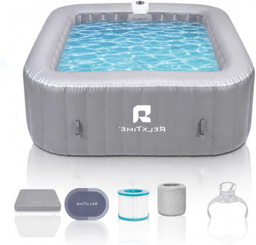 Inflatable Hot Tub 4-6 Person, Portable Blow Up Spa, Blow Up Hottub Outdoor | with 130 Air Jets, Heater Pump, for