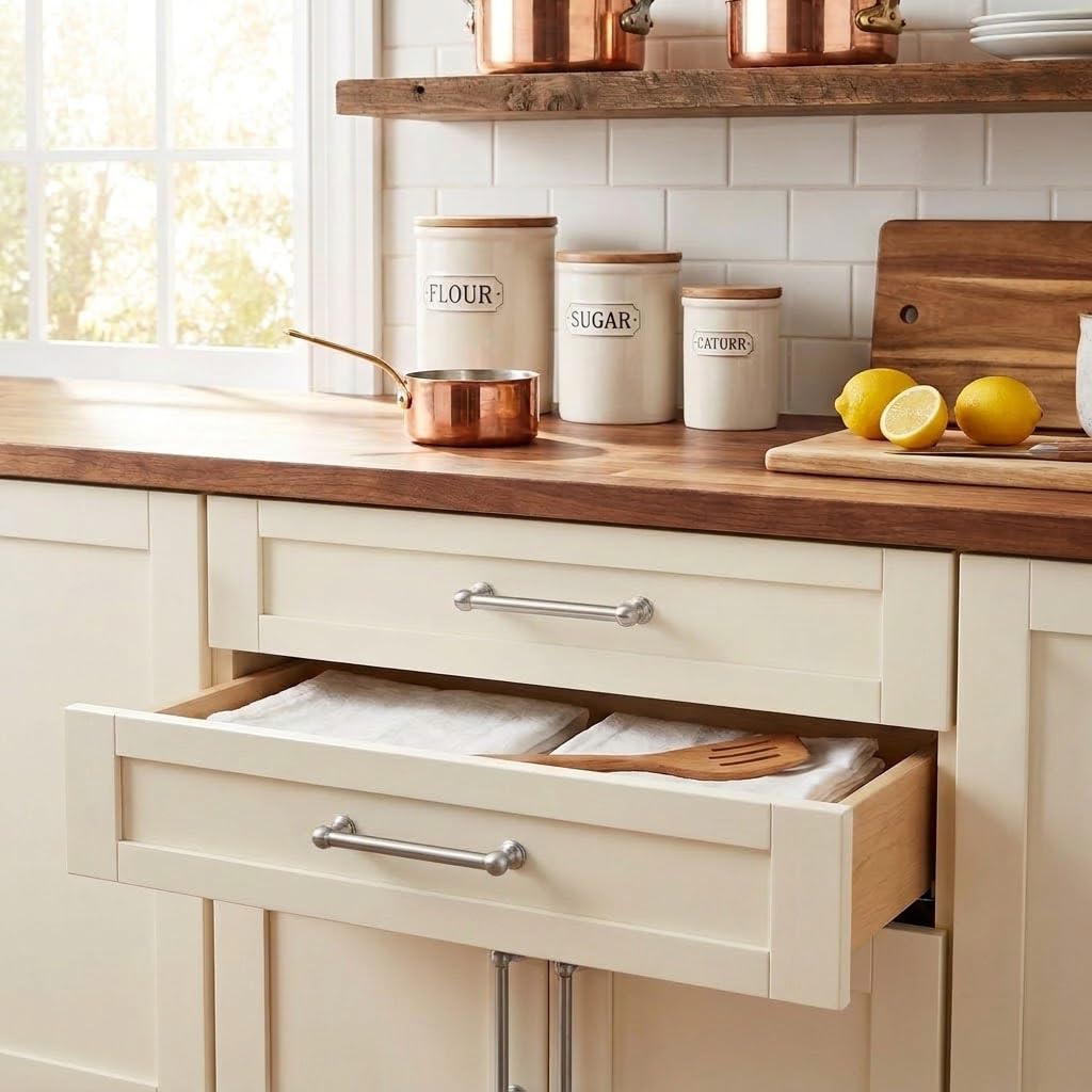10 Pack 8 Inch Solid Kitchen Cabinet Handles Brushed Satin Nickel Heavy Duty Cabinet Pulls Drawer Pulls Cabinet