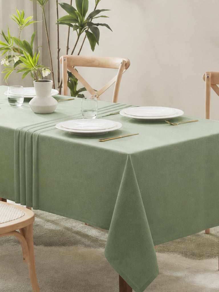 Textured Linen Rectangle Table Cloth, Sage Green, 60 x 120 Inch