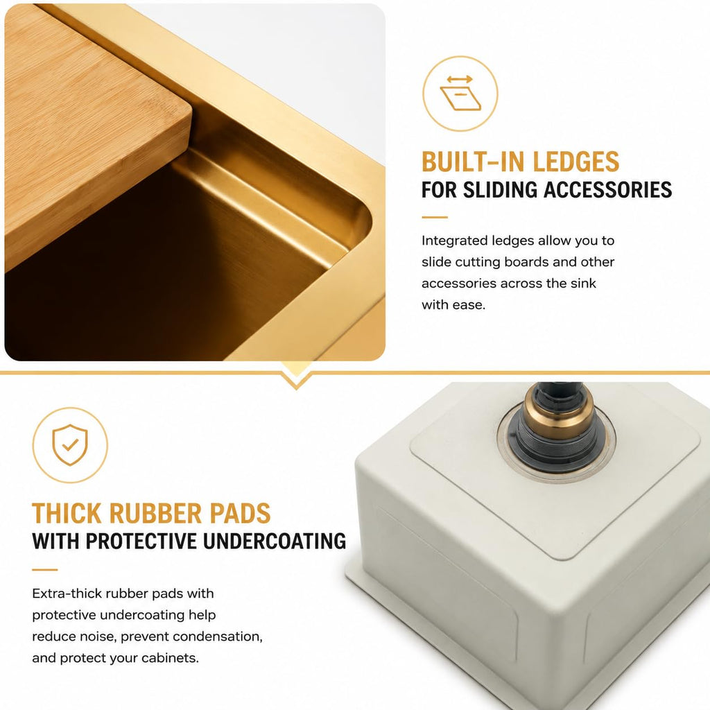 Gold Bar Sink, 15" x 17" Stainless Steel Undermount Sink