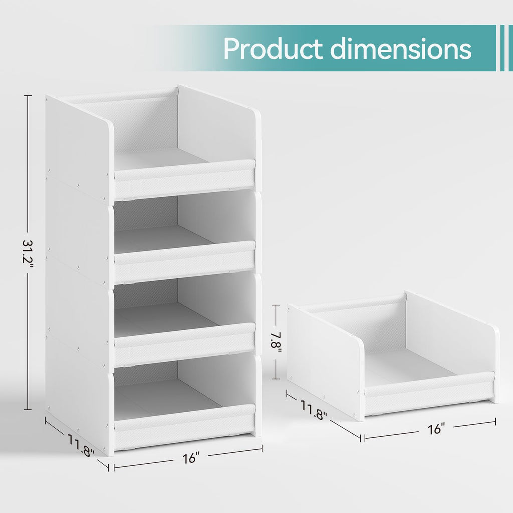 Closet Storage Organizer with Wood Frame & Fabric Shelves