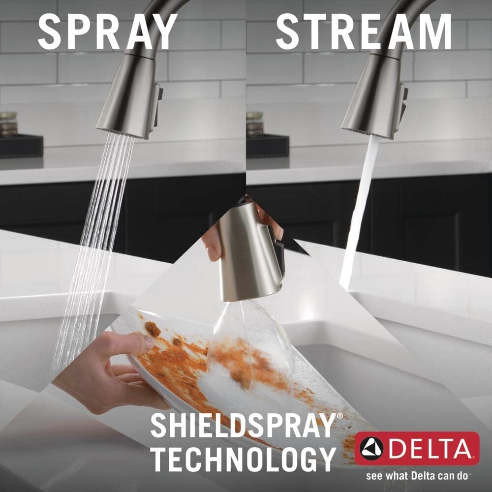 Lenta Brushed Nickel Kitchen Faucet with Pull Down Sprayer, Modern Single Hole Kitchen Sink Faucet, Single Handle