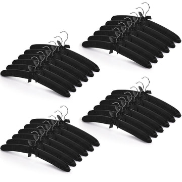 24 Pack Satin Padded Hangers for Women Clothing 15", Black