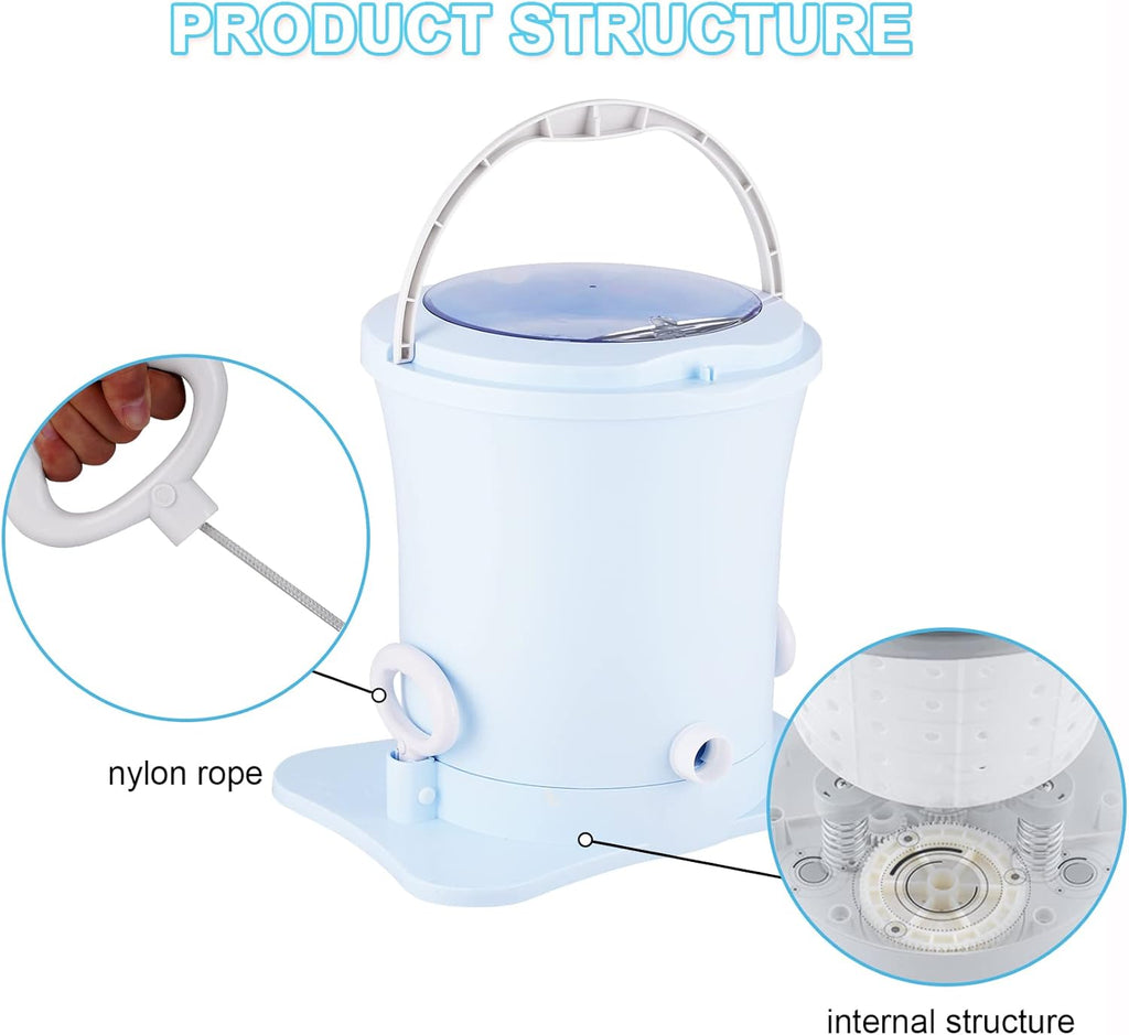 Manual Clothes Dryer Portable Mini Spinner Compact Spin Dryer Non electric Laundry Dryer for RV, Camping, School