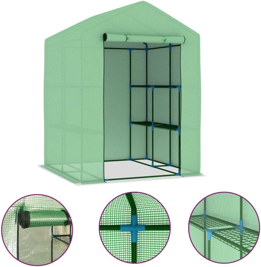Greenhouse for Outdoors, Walk-in Plant House with Shelves and Zippered Door, Portable Garden Grow Tent for Vegetables