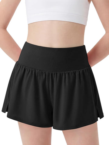 Girls Athletic Shorts Flowy Running Butterfly Short with Pockets