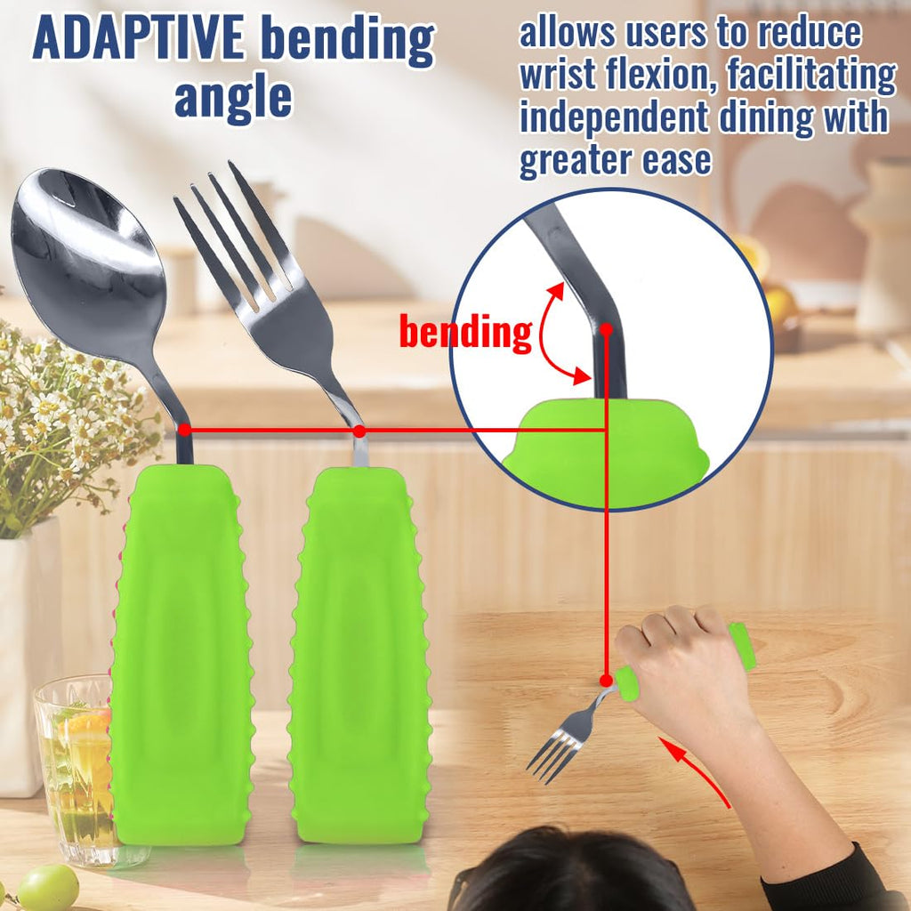 Adaptive Weighted Utensils Set - Spoon and Fork for Hand Tremors, Parkinson's, Elderly, and Arthritis - Adaptive