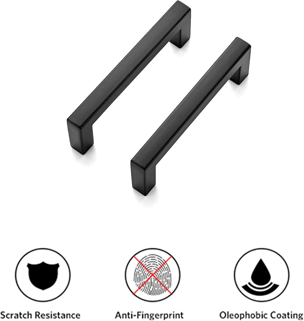 30 Pack Solid 3 Inch Center to Center Slim Square Bar Drawer Handles Kitchen Cabinet Handles Black Drawer Pulls Kitchen