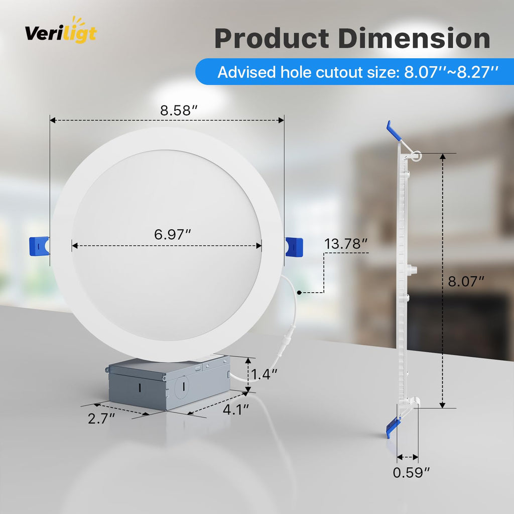 8 Inch LED Recessed Light, 5CCT, 1600LM, 18W, 6 Pack