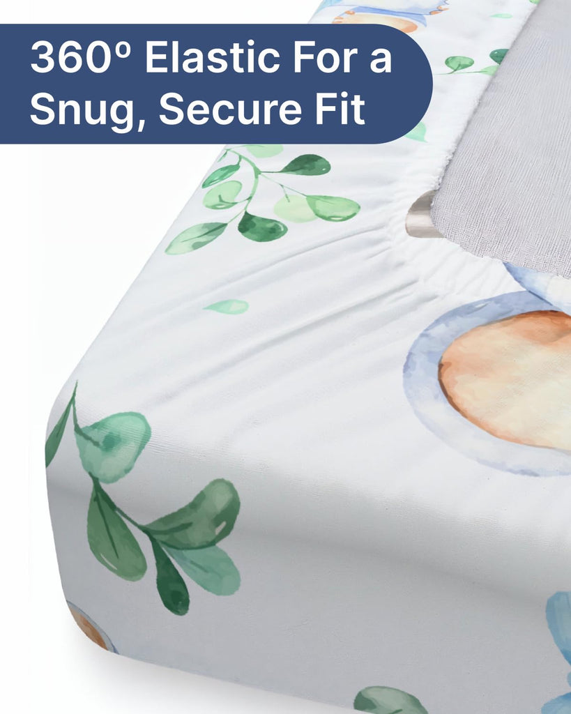 Crib Sheets - Pack of 2 Fitted Sheets for Standard Crib - 52x28in, Elephant